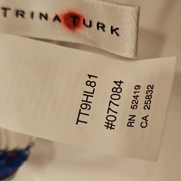 TRINA TURK Off-the-Shoulder Moroccan Paisley Print Bikini Top Dark Teal 10 NWOT - Picture 11 of 12